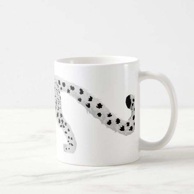 SnöLeopard med Snowflaketeckningmuggen Kaffemugg (Höger)