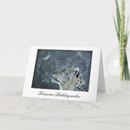 Snöleopard och Moth Födelsedagskort Kort