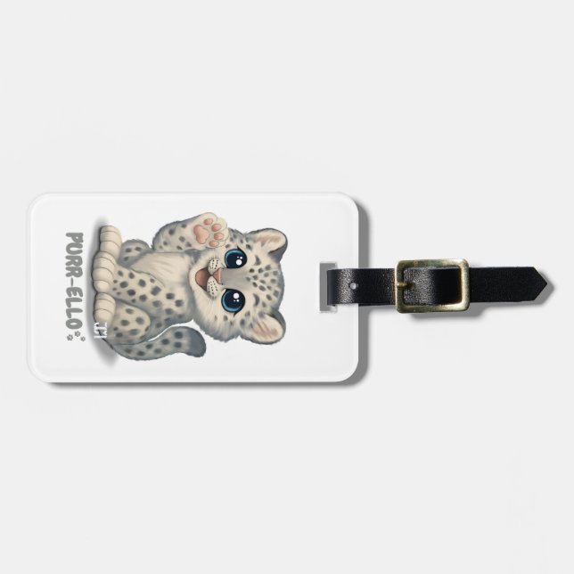 Snöleopard - Purr-ello Bagagebricka (Horisontell Framsida)