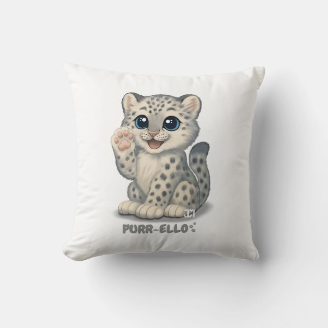 Snöleopard - Purr-ello Kudde (Framsida)