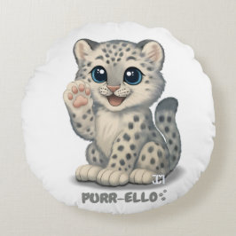 Snöleopard - Purr-ello Rund Kudde
