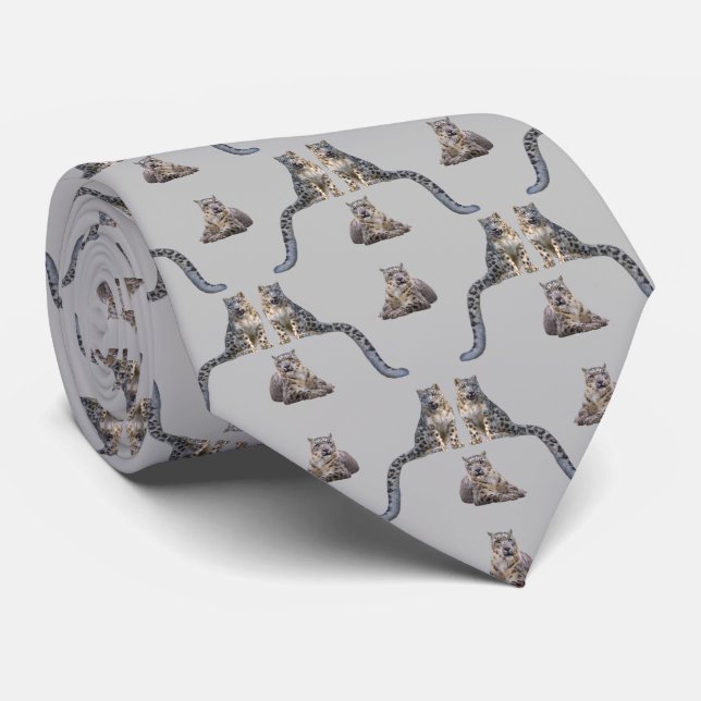 Snöleopard Raseri Slipsklöver Dubbelsidigt Tryck ( Slips (Rullad)
