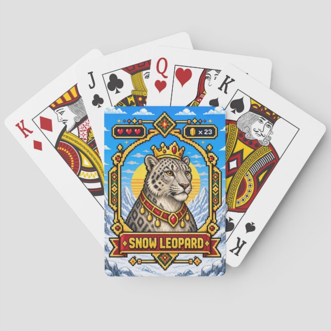 Snöleopard Retro 8-Bit Pixel Art Casinokort (Baksidan)