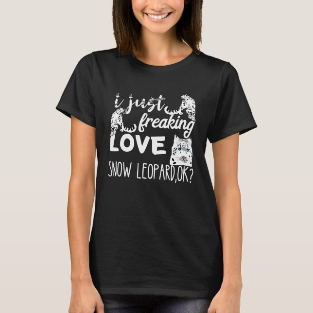 Snöleopard Snöleopard Vit Snö Tiger Vild Katt T Shirt (Framsida)