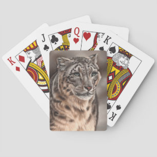 SnöLeopard som leker kort Casinokort
