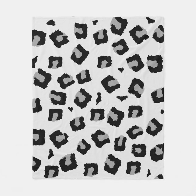 Snöleopard Sömlöst Mönster  Fleecefilt (Framsidan)