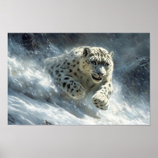 Snöleopard Vilda Djur Naturlig Miljö Poster