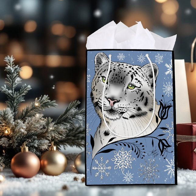 Snöleopard Vinter Elegans Blå Snöflingor (Skapare uppladdad)