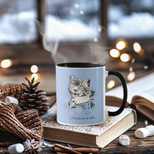 Snöleopard Vinter Elegans Blå Snöflingor Mugg