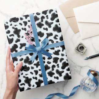 Snöleopardtryck Icy Blue Djurfläckar Mönster Presentpapper