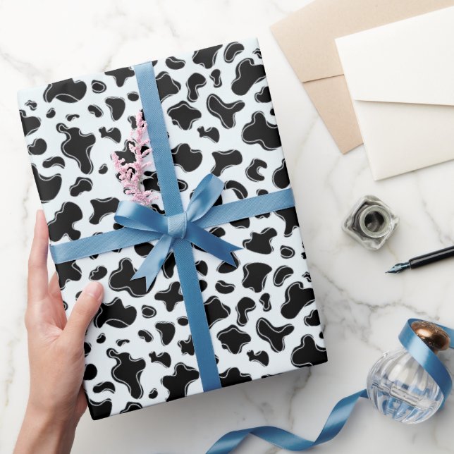 Snöleopardtryck Icy Blue Djurfläckar Mönster Presentpapper (Gifting)