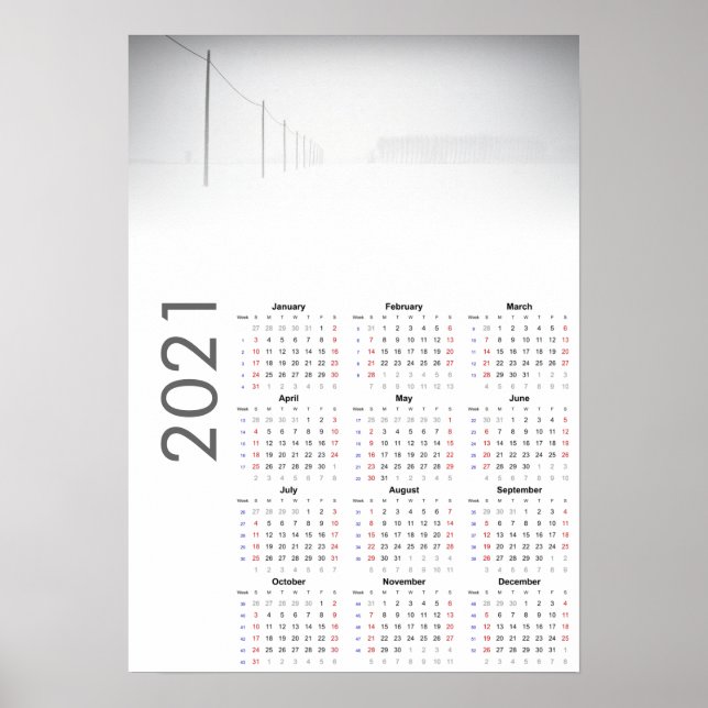 Snöliggande kalender 2021 Poster (Framsidan)
