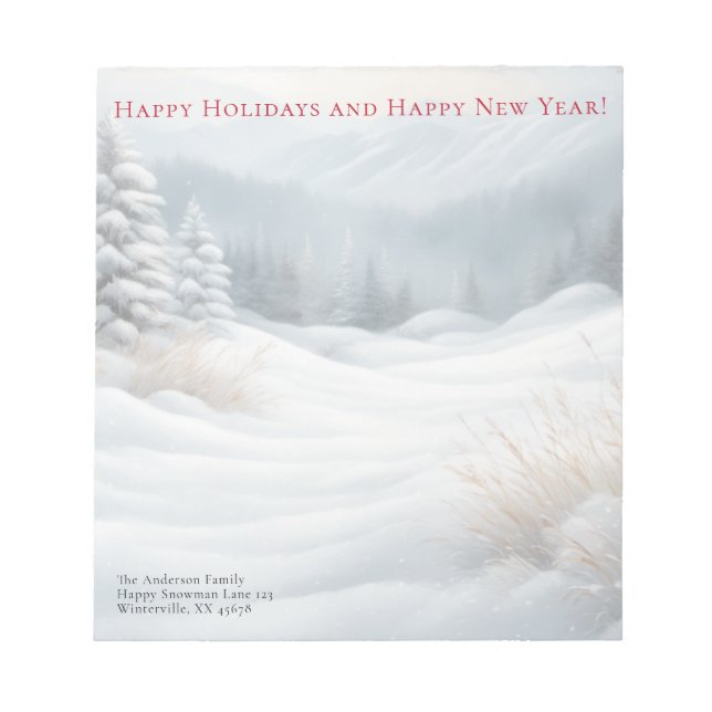 Snöliggande landskap anteckningsblock (Framsida)