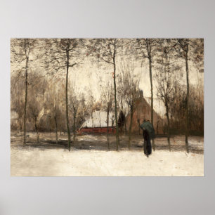 Snöliggande målning, vinterväggkonst poster