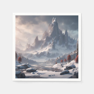 Snöliggande med berg pappersservett