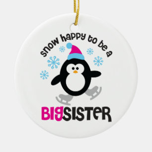Snölycklig som är en storasyster julgransprydnad keramik