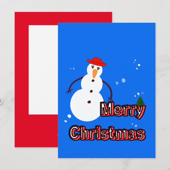 Snöman för jul  julkort (Fram/baksida)