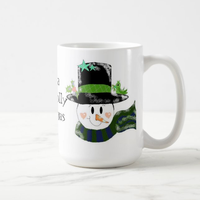 Snöman i en hög svart hatt kaffemugg (Höger)