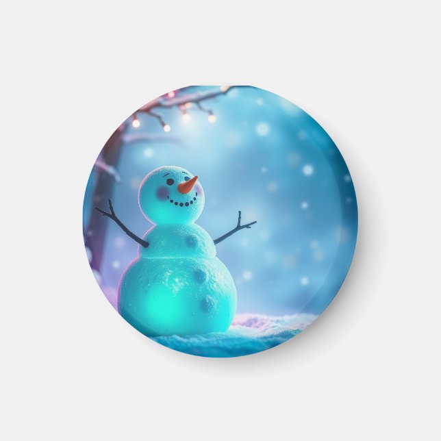 Snöman i vinters vinterland magnet (Framsidan)