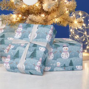 Snömän julgranar Snöflingor Modern jul Presentpapper