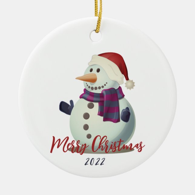 Snöman Julgransprydnad Keramik (Framsidan)