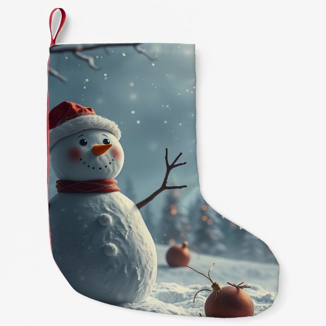 snöman liten julstrumpa (Framsidan)