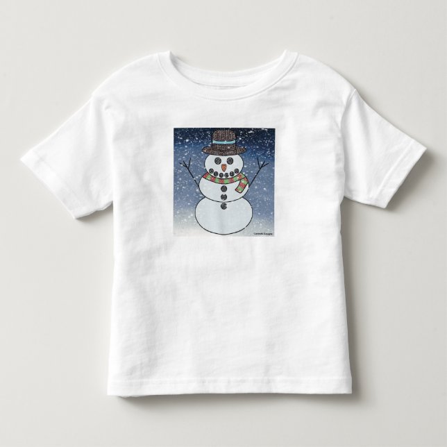 Snöman med bakgrund (vit) - T-shirt för småbarn (Framsida)