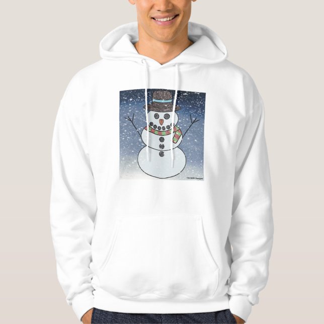 Snöman med BG (vit) - Herr Tröja med Huva Hoodie (Framsida)