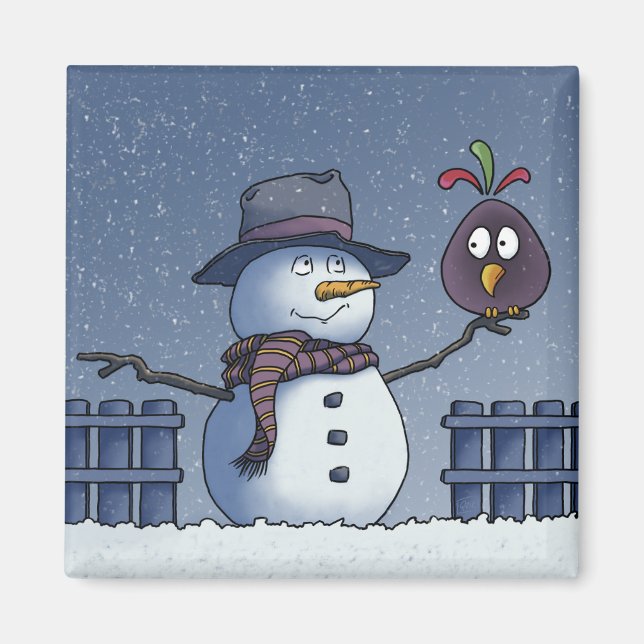 Snöman med fågel magnet (Framsidan)