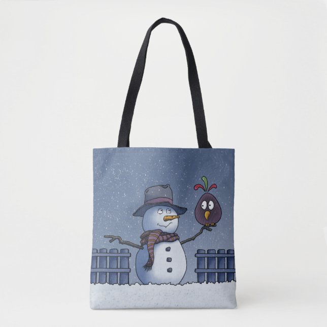 Snöman med fågel tygkasse (Framsida)