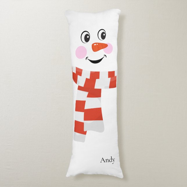 Snöman med glad ansikte   kroppskudde (Framsidan Vertikal)