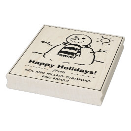 Snöman med Glad Jul Hälsning! Gummistempel Stämpel