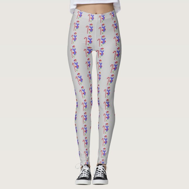 Snömän Med Godisstavar Leggings (Framsida)