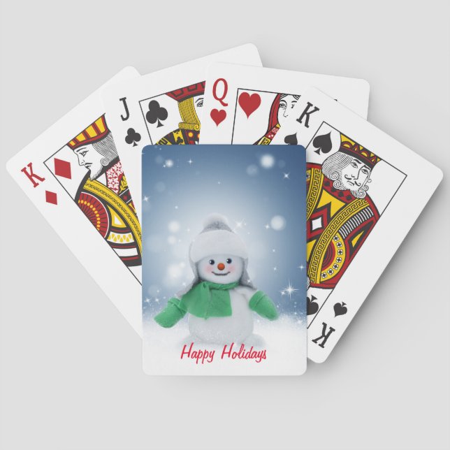 Snöman med grön halsduk casinokort (Baksidan)