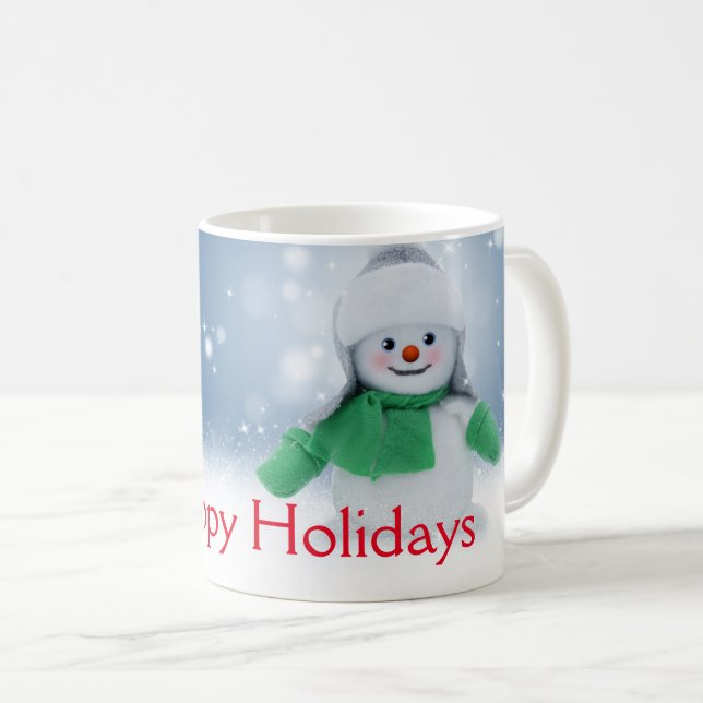 Snöman med grön halsduk  kaffemugg (Framsida höger)