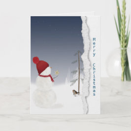 snöman med gul stjärna saknar dig kort