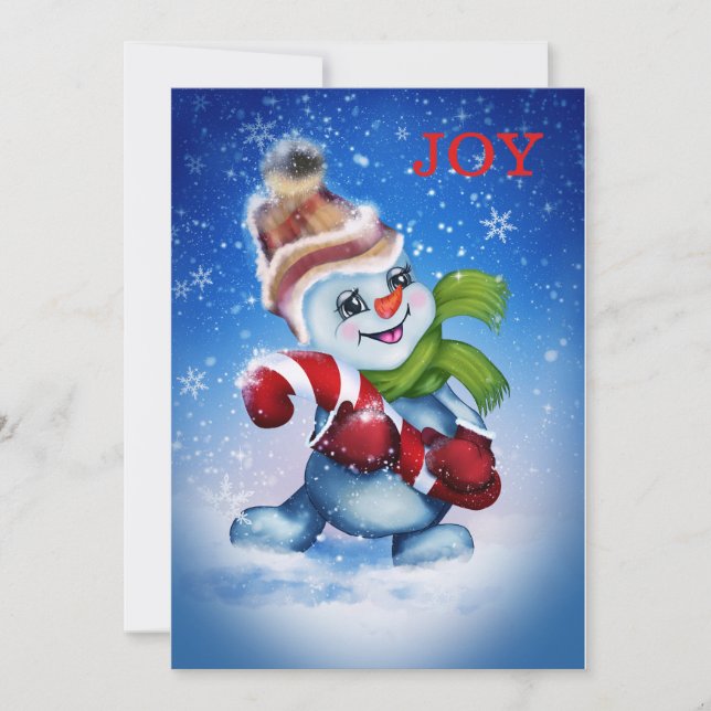 Snöman med halsduk julkort (Framsida)