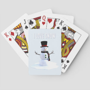 Snöman med hatt och halsduk. Jag älskar snö Casinokort
