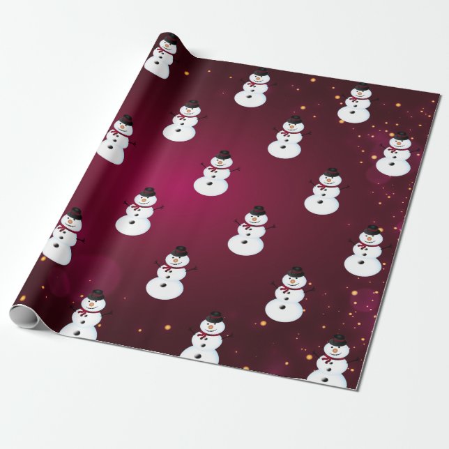 Snöman Med Röd Hatt Presentpapper (Utrullad)