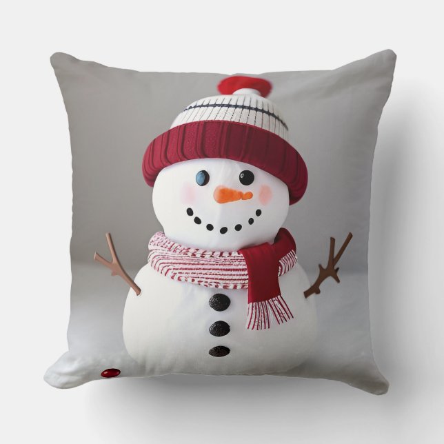 Snöman med söt hatt kudde (Framsida)