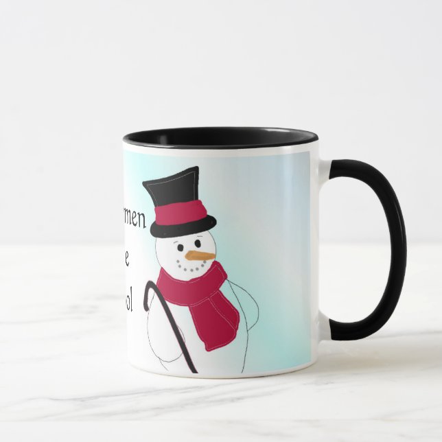 Snöman med toppmössa och käpp mugg (Höger)