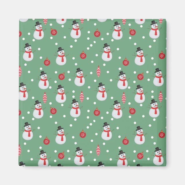 Snömän och juldekorationer magnet (Framsidan)
