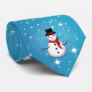 Snöman på stjärnblå jul slips