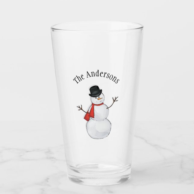 Snöman Redigerbar Glas (Framsida)