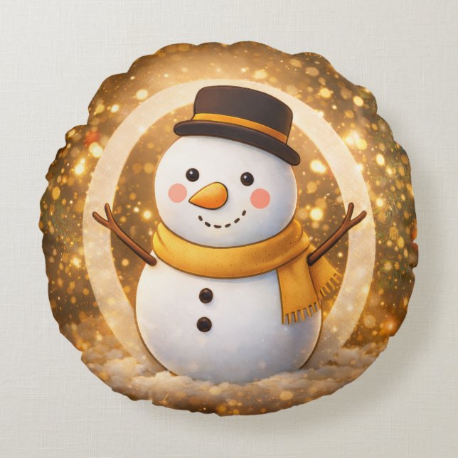 Snöman Rund Kudde (Framsidan)