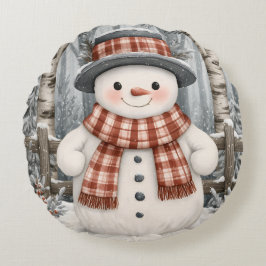 Snöman Rund Kudde