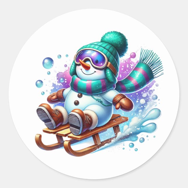 Snöman Runt Klistermärke (Framsida)