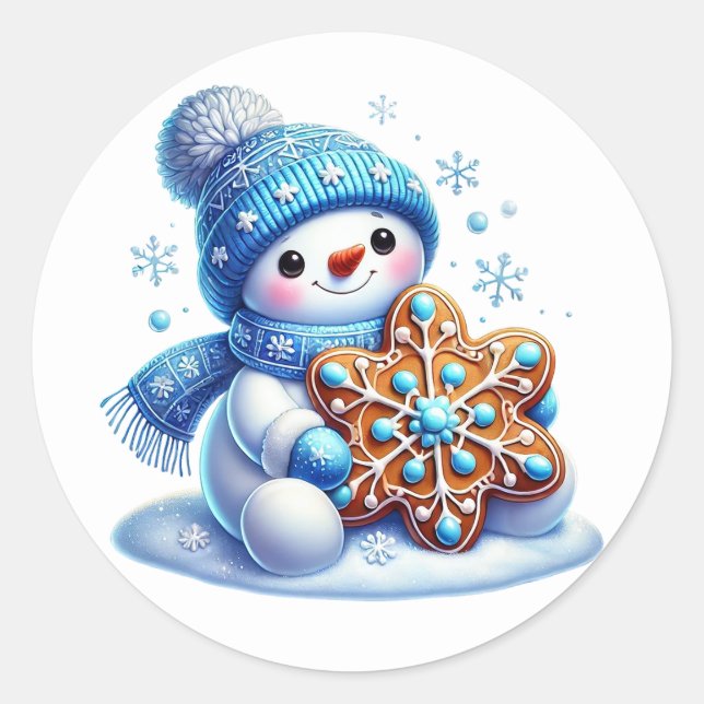 Snöman Runt Klistermärke (Framsida)