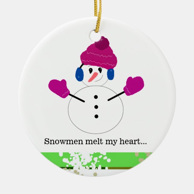 Snömän smälter mitt hjärta julgransprydnad keramik (Framsidan)