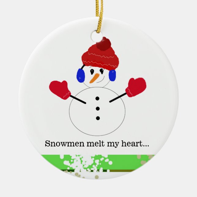 Snömän smälter mitt hjärta julgransprydnad keramik (Framsidan)